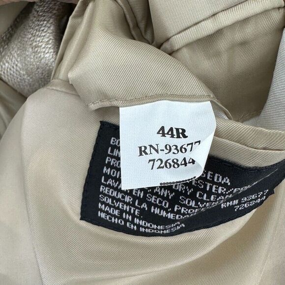 Towncraft Mens 44 R 100% Silk Beige Blazer Lined Herringbone Tan Sports Coat - Picture 10 of 15